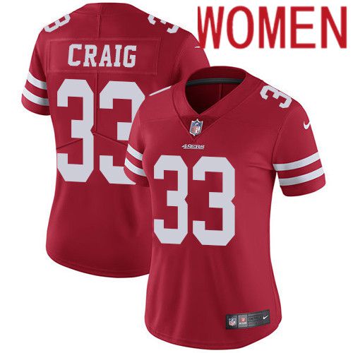 Women San Francisco 49ers 33 Roger Craig Nike Red Vapor Limited NFL Jersey